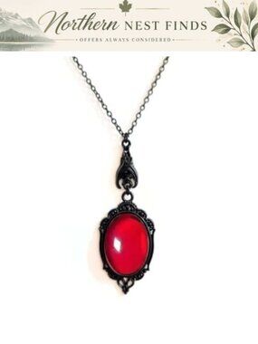 Gothic Bat Pendant Necklace Victorian Cameo Zinc Crystal Chain